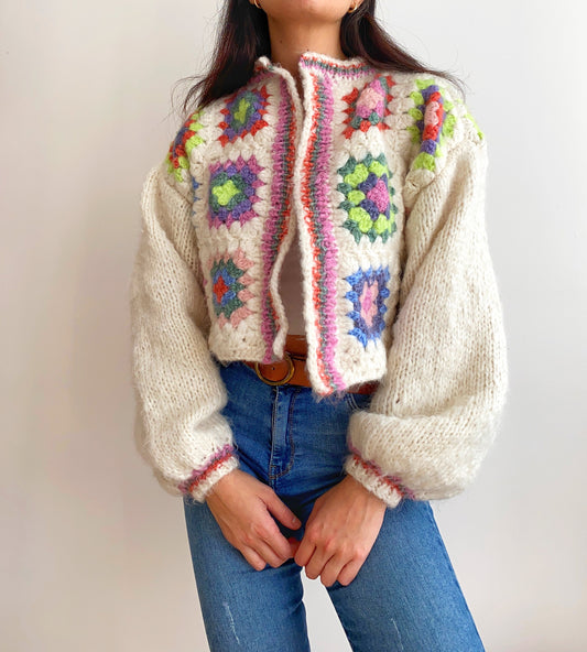 Handknit Granny Square Cardigan