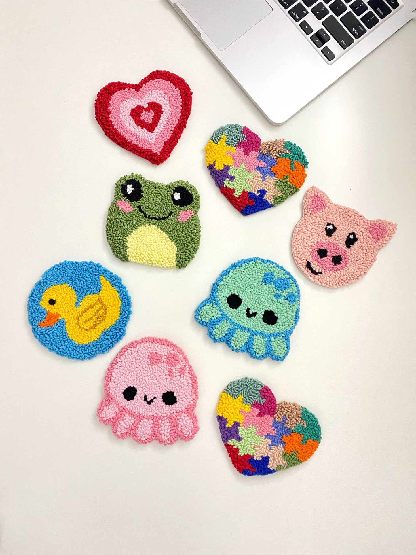 Punch Needle Mug Coasters- Hand Tufted Coasters