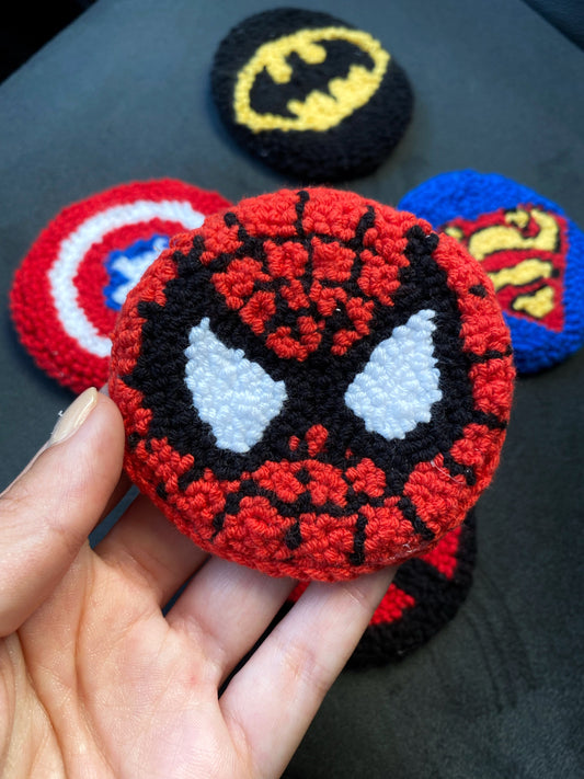 Spiderman Batman,Superman Deadpool Punch Needle Car Coasters