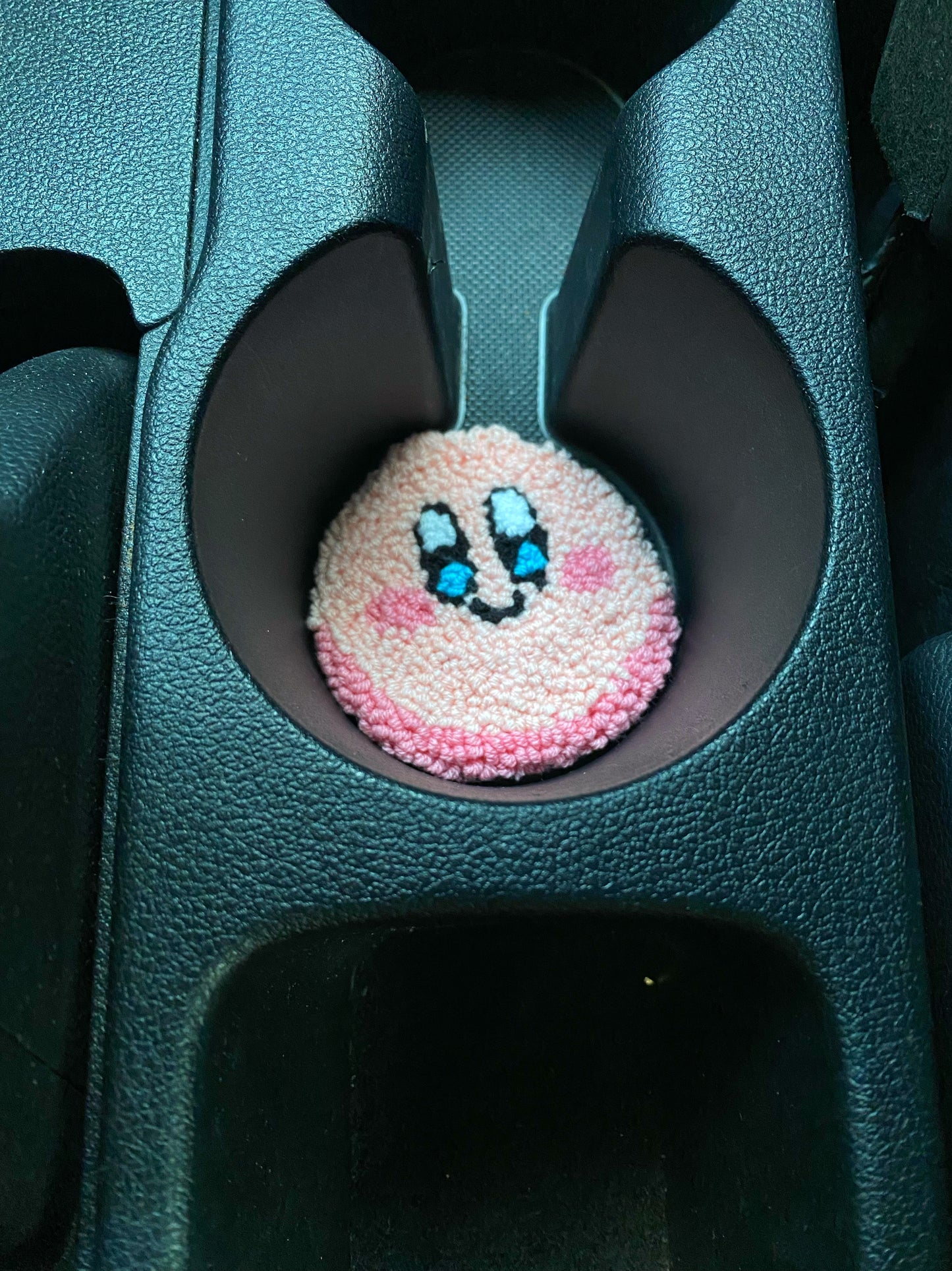 Kirby Punch Needle Car Coasters