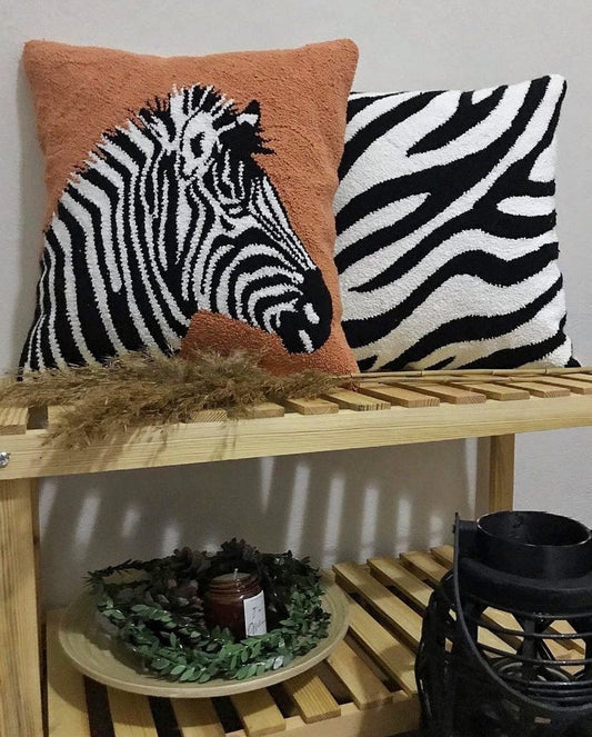Zebra Punch Needle Pillow Case - Tufted Pillow Cover