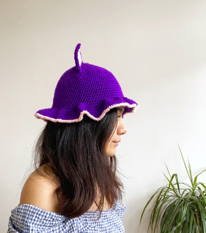 Crochet Purple Cat Bucket Hat