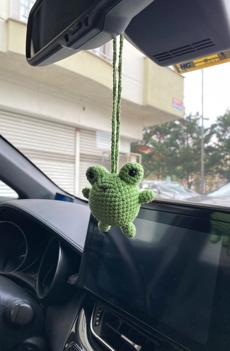 Frog Car Mirror Hanging Amigurumi - New Car Gift Crochet- Car