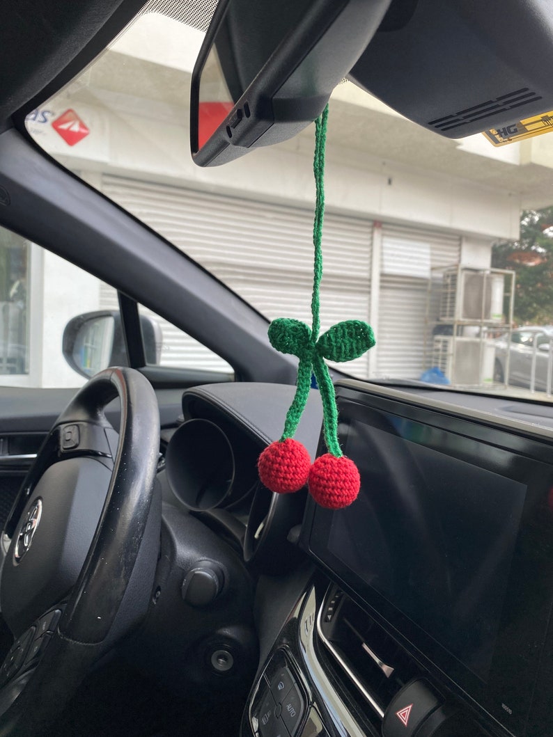 Cherry Car Mirror Hanging Amigurumi - New Car Gift Crochet- Car Interi –  Passion Jewelz Studio