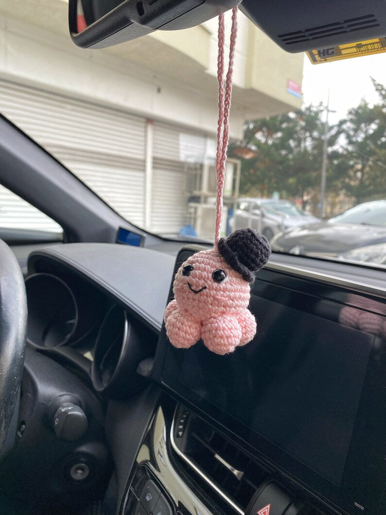 Cute Octopus Car Mirror Hanging Amigurumi  - New Car Gift Crochet- Car Interior Accessory - Luck Charm