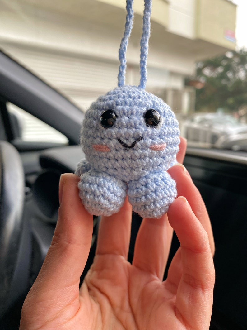 Cute Octopus Car Mirror Hanging Amigurumi  - New Car Gift Crochet- Car Interior Accessory - Luck Charm