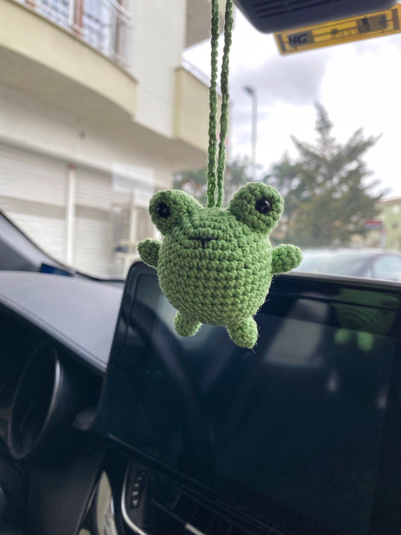 Frog Car Mirror Hanging Amigurumi - New Car Gift Crochet- Car Interior –  Passion Jewelz Studio