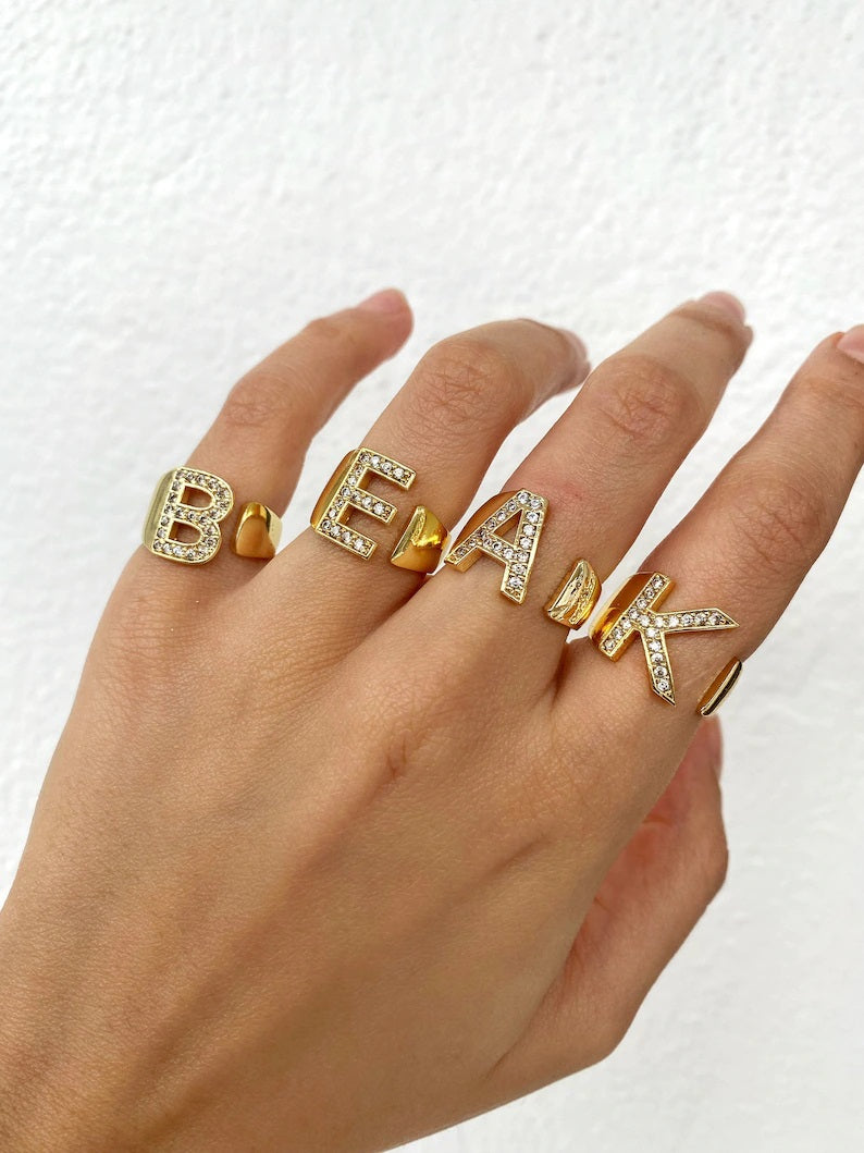 Initial Letter Ring • Crystal Initial Letter Ring • Alphabet Name
