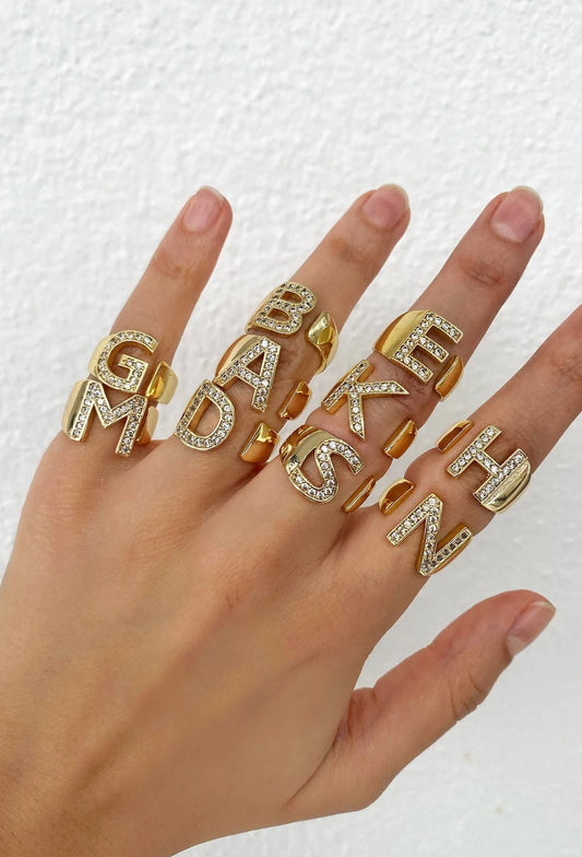 Initial Letter Ring • Crystal Initial Letter Ring • Alphabet Name
