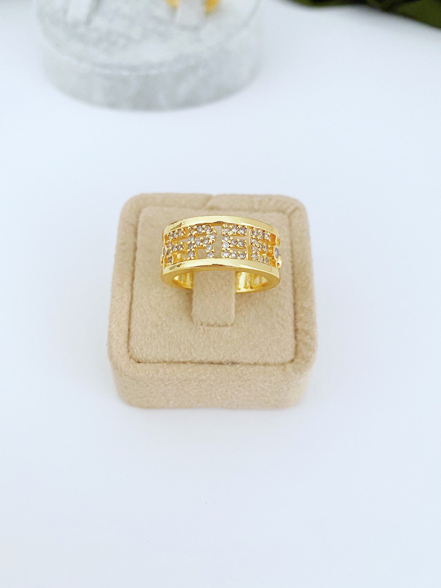 Tarnish Resistant Freedom Writing Ring • Crystal Engraved Ring