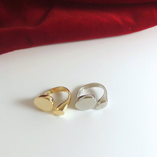 Unique Open Ring • Titanium Filled Gold Silver Double Wrap Ring