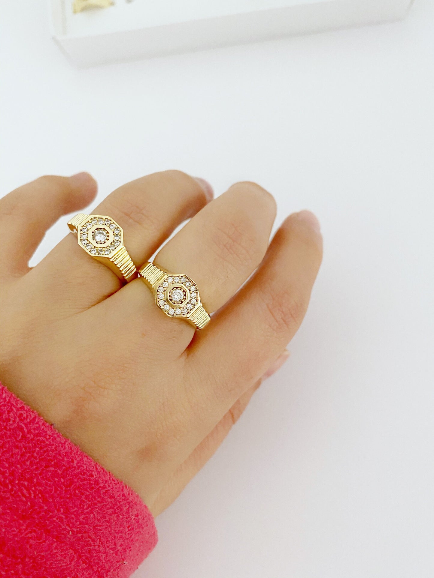 Tarnish Free Micro Pave Ring • Gold Adjustable Crystal Ring