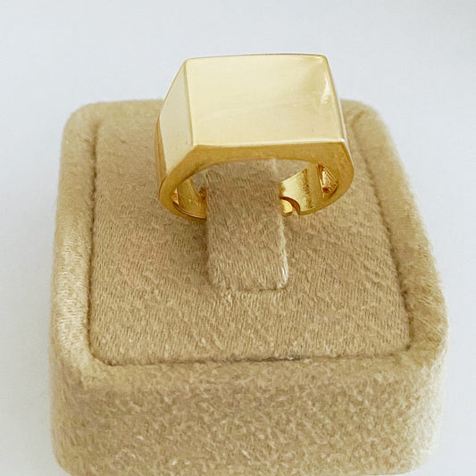 Gold Signet Ring • Unisex Band • Chunky Oval Round Square Ring