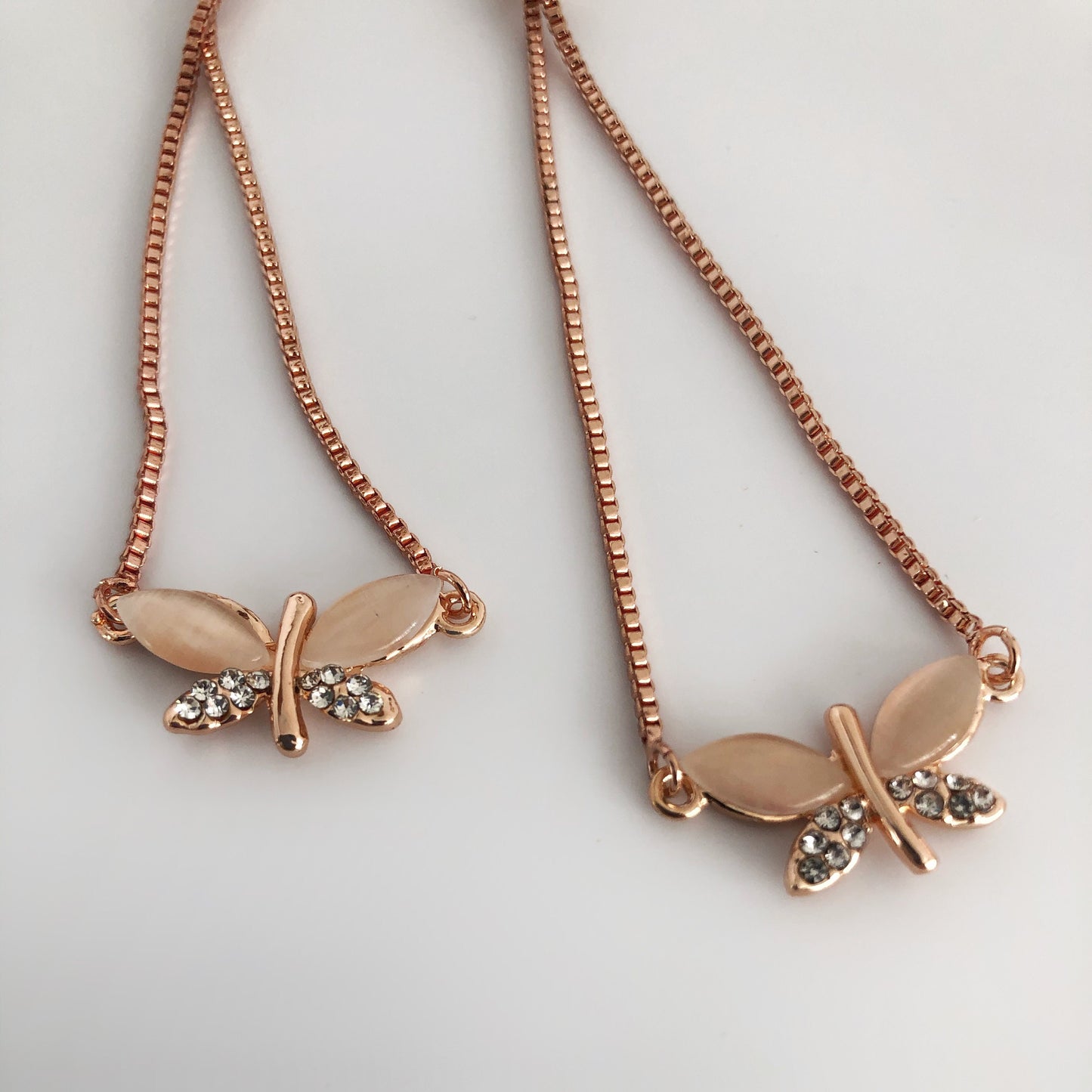Rose Gold Butterfly Bracelet • Dainty Charm Rose Gold Arm Band
