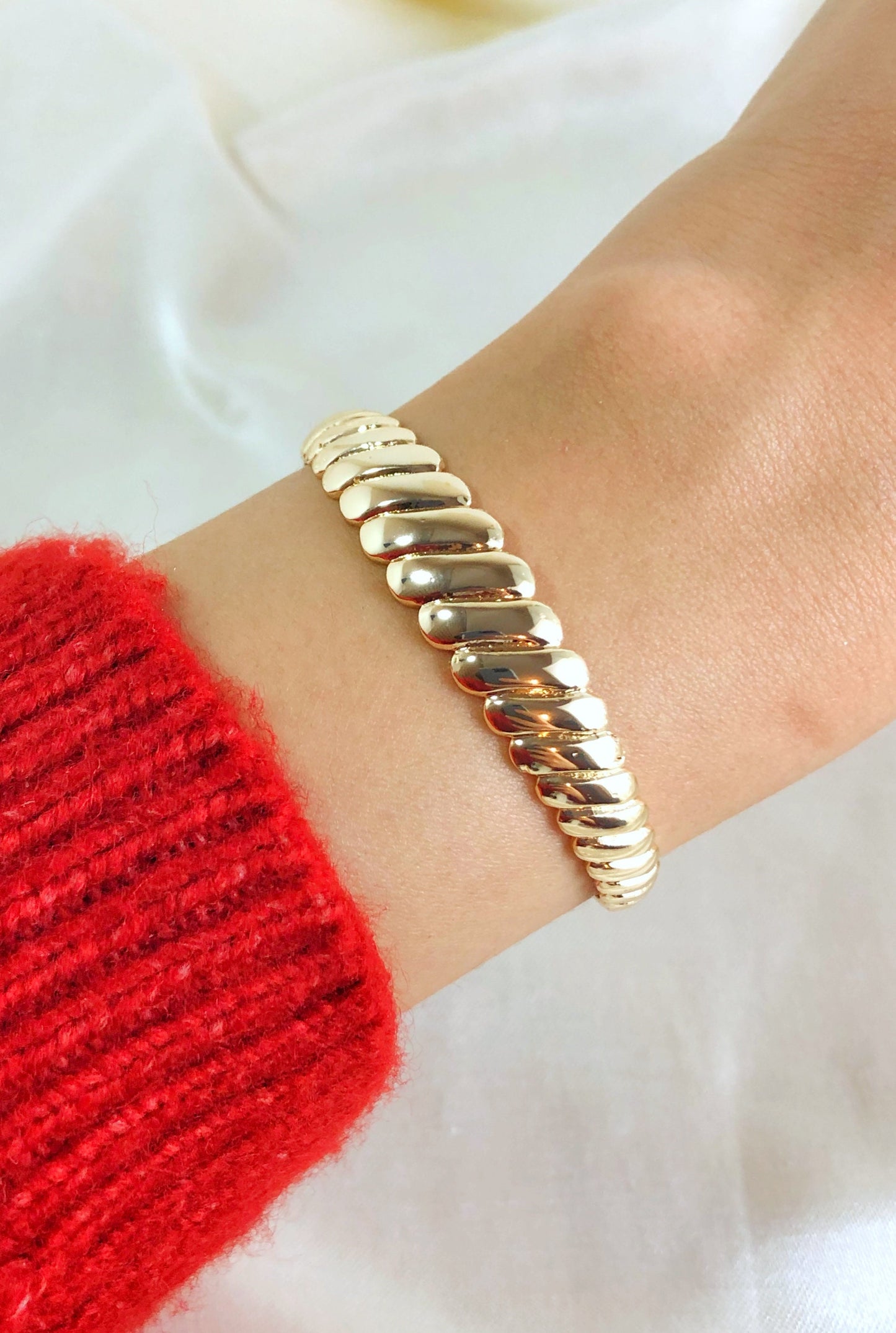 Croissant Cuff Bracelet • Twisted Bubble Dome Cuff • Chunky Bangle
