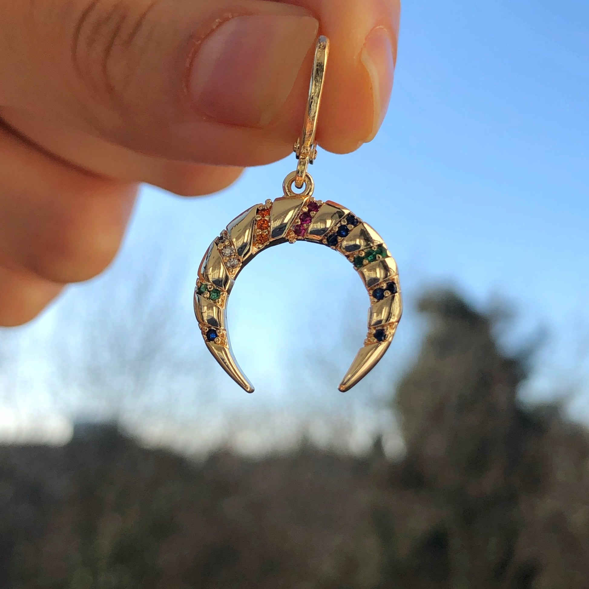 White Gold Flat Crescent Moon Stud Earrings | Borsheims