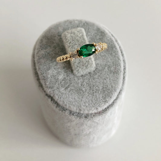 Emerald Green Dainty Simple Baguette Stacking Ring  • Thin CZ Ring