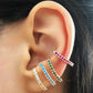 Thin Colorful Ear Cuff • Ruby Green Clear Turquoise Ear Wrap
