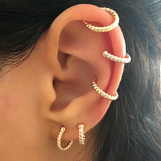 Croissant Ear Cuff • Rose Gold Twisted Rope Ear Wrap Cuff no Piercing
