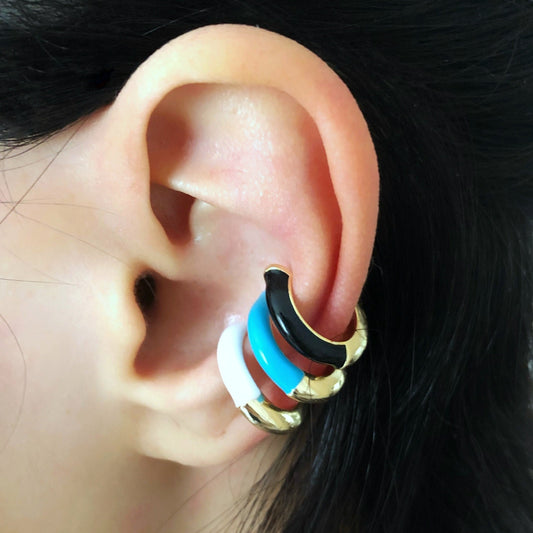 Multi Color Ear Cuff • Gold Cuff • Black White Turquoise Ear Wrap