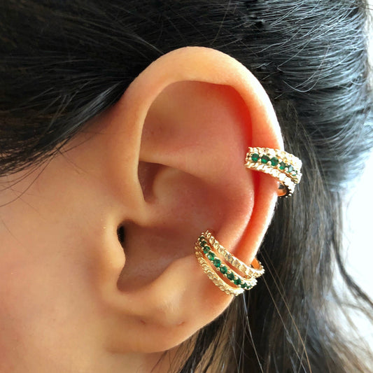 Colored Pave Ear Cuff No Pierce • Cartilage Crystal Ear Cuff Wrap