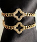 Clover Crystal Bracelet • Lucky Charm Bracelet • Curb Chain Flower
