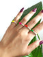 Colorful Neon Enamel Ring • Gold Crystal Multicolor Open Band