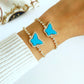Crystal Blue Butterfly Bracelet • Dainty Charm Gold Arm Band