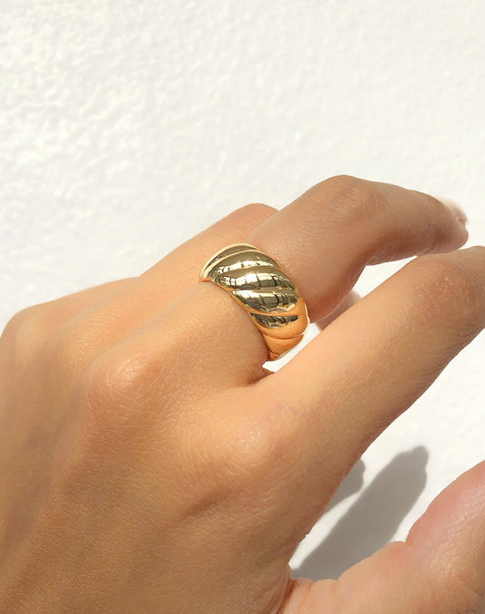 Thick Croissant Dome Bubble Ring  • Chunky Twist Rope Ring