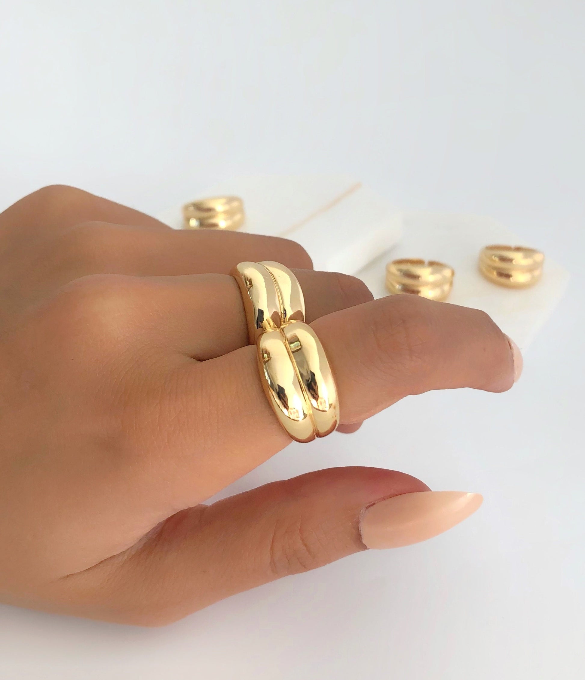 Thick Gold Double Dome Ring • Chunky Bubble Circle Ring