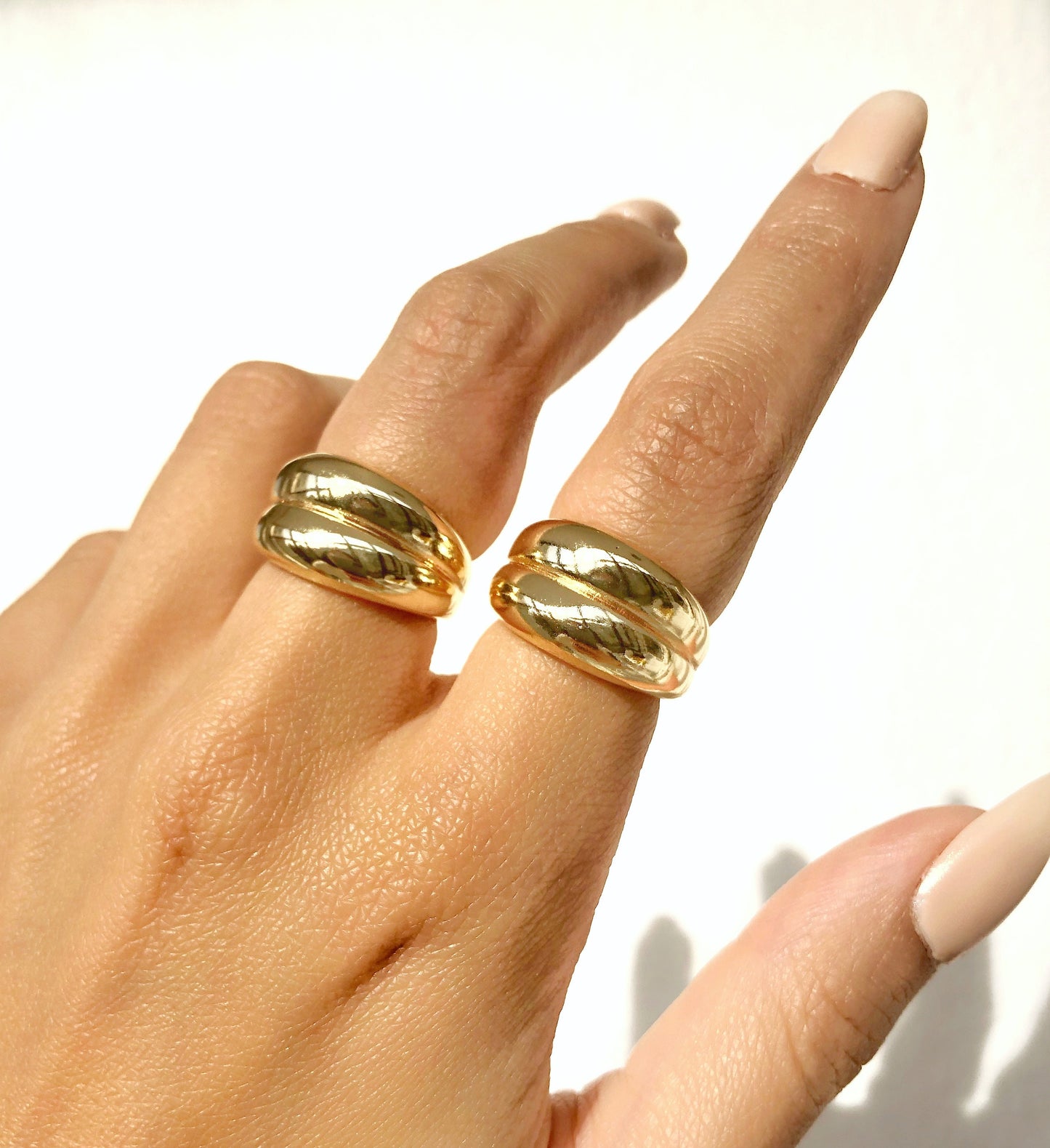 Thick Gold Double Dome Ring  • Chunky Bubble Circle Ring