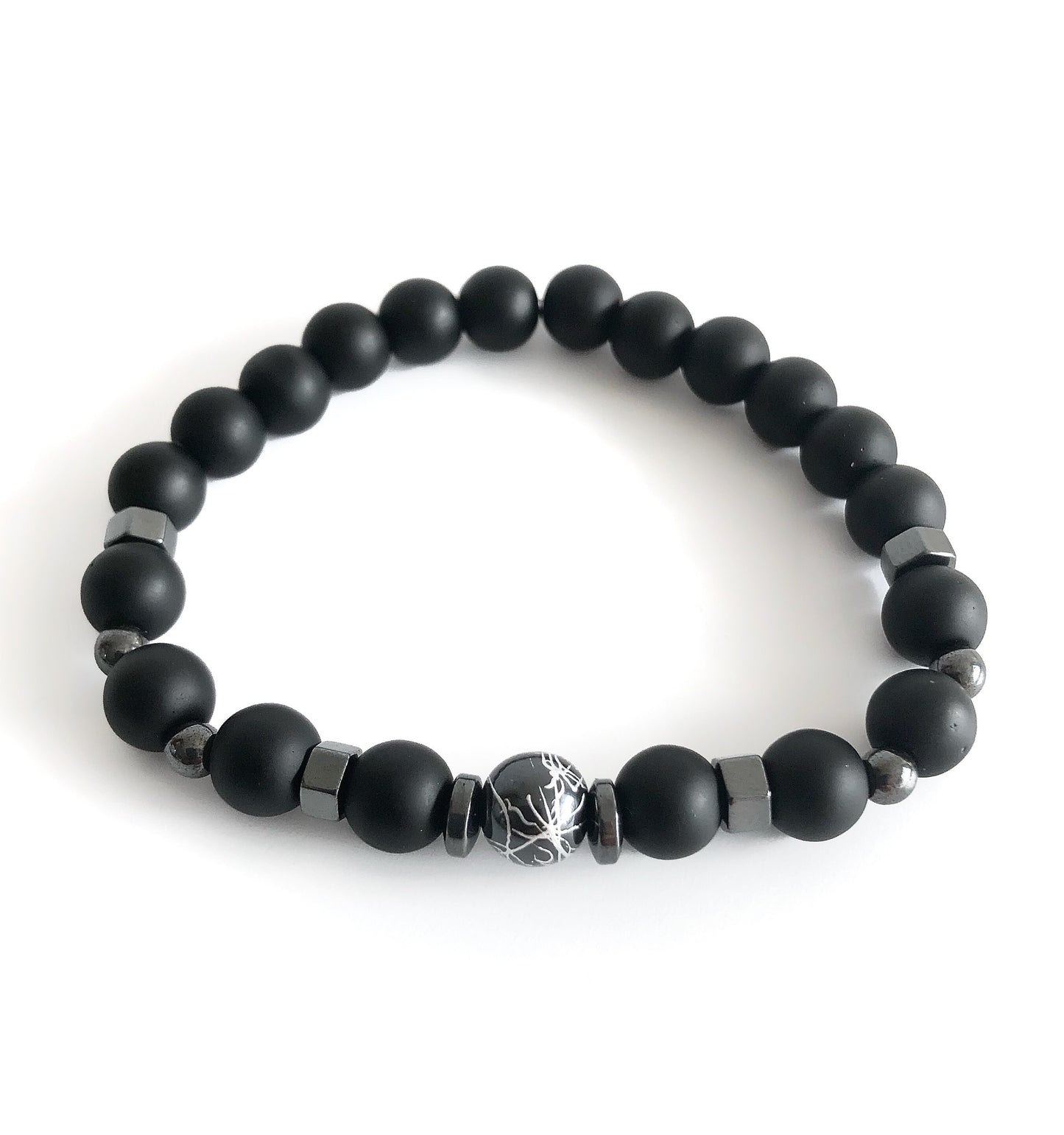 Black Onyx • Unisex Natural Stone Bead Bracelet • Healing Men Jewelry