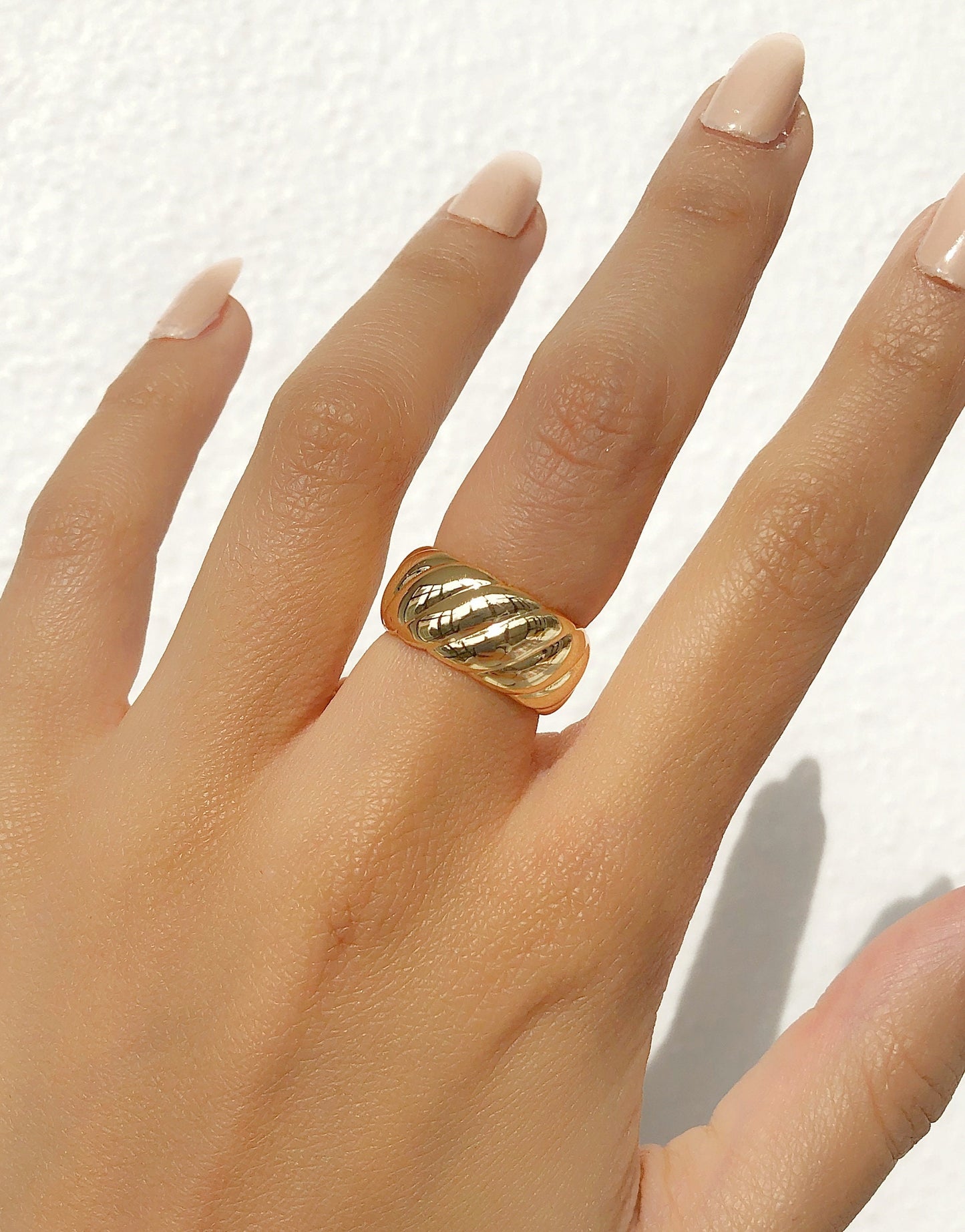 Thick Croissant Dome Bubble Ring  • Chunky Twist Rope Ring