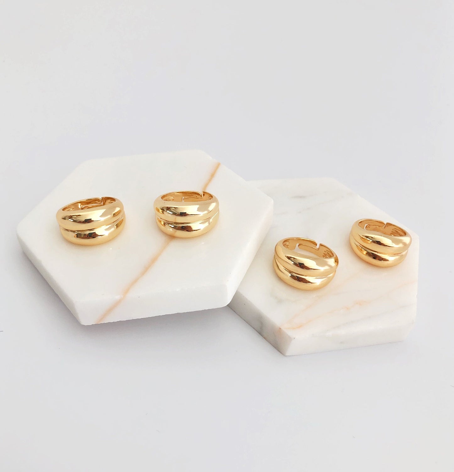 Thick Gold Double Dome Ring  • Chunky Bubble Circle Ring