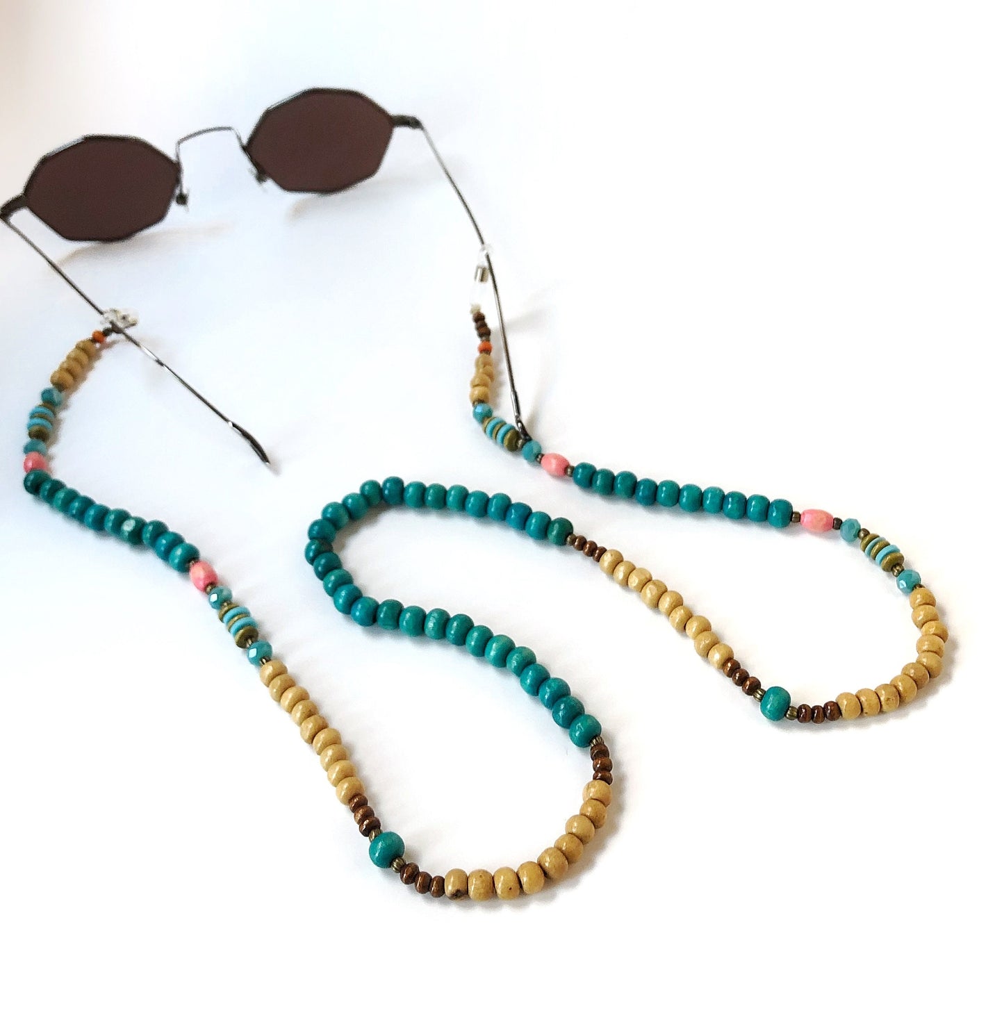 Natural Wooden Beaded Glasses Chain,Sunglasses Cord, Eye Glass Holder,Hip Multicolour Mask Chain,Unisex Beach Eye Wear Lanyards,Unique Gifts