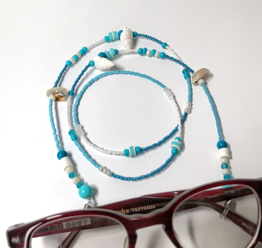 Miyuki Beaded Glasses Chain,Real Seashell Sunglasses Strap, Eye Glass Holder,Boho Hippie Mask Chain,Summer Jewelry,Beach Seed Beads Lanyards