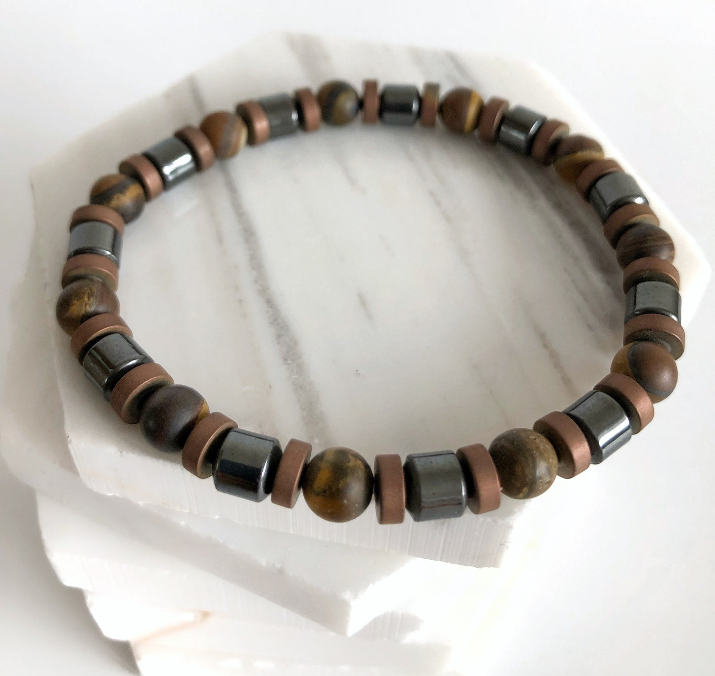Natural Stone Bead Bracelet for Men • Adjustable Mens Jewelry