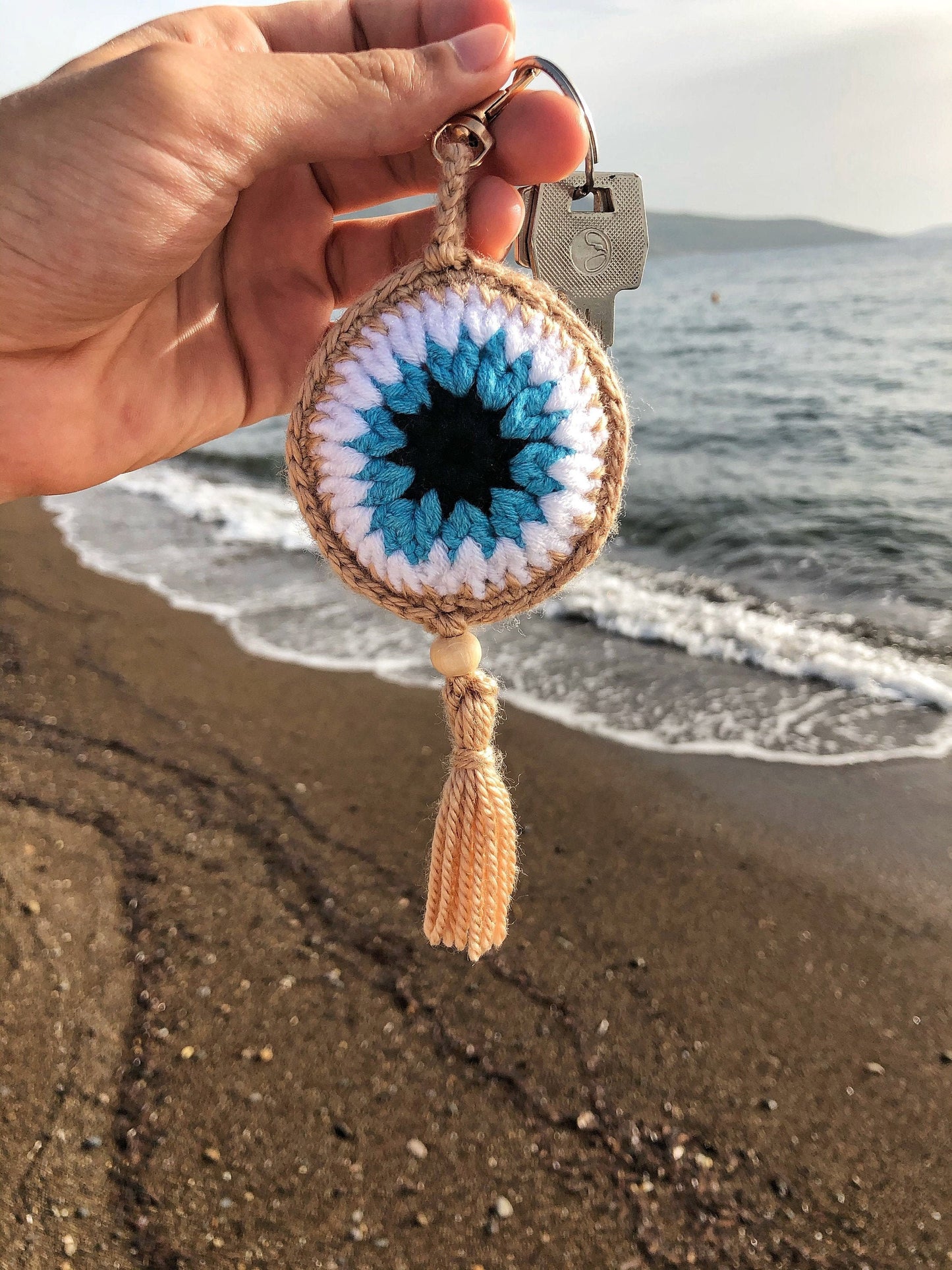 Crochet Evil Eye Keychain