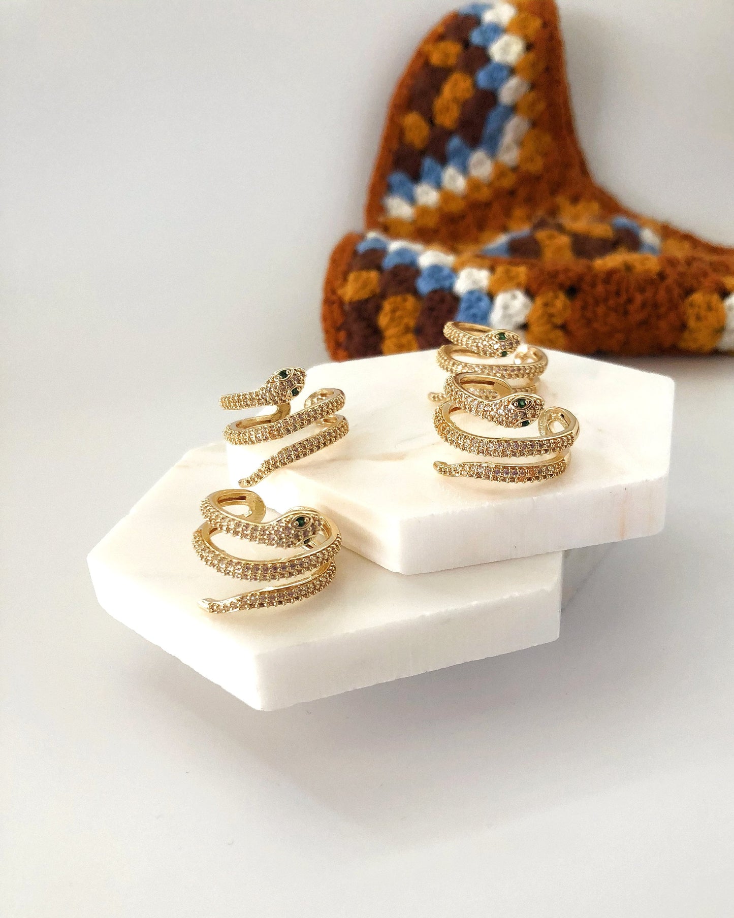Snake Crystal Ring • Titanium Filled Boho Serpent Wrap Ring