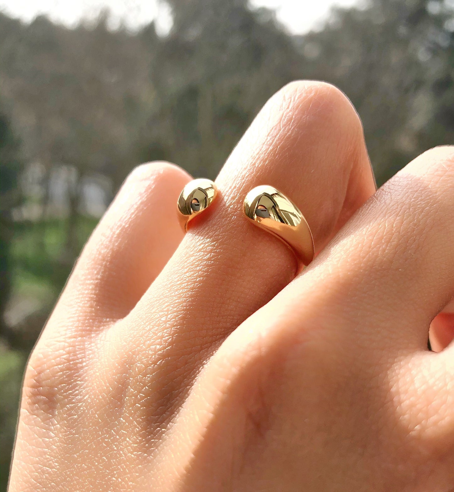Thick Bold Dome Croissant Ring Chunky Bubble Shell Circle Ring