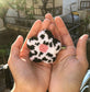 Hand Tufted Punch Needle Cow Printed Hair Clips