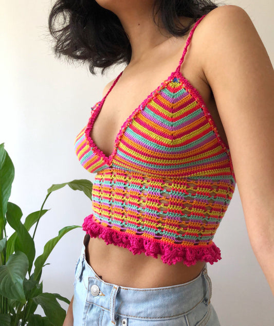 Handknitted Colurful Crochet Top