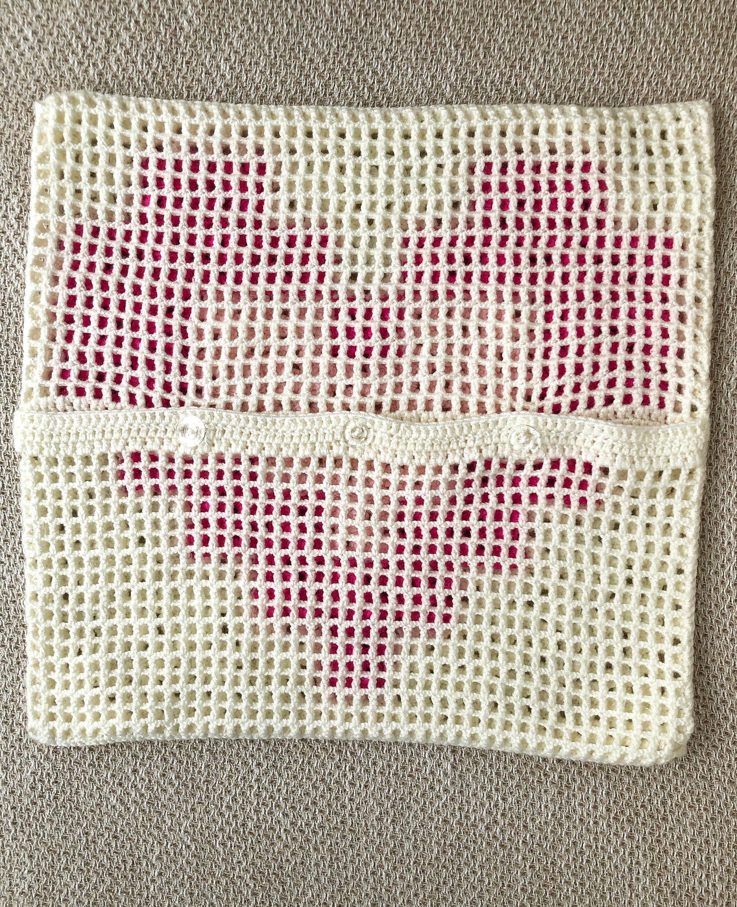 Patchwork Heart Granny Square Crochet Pillow Cover- Handmade Pillow Case