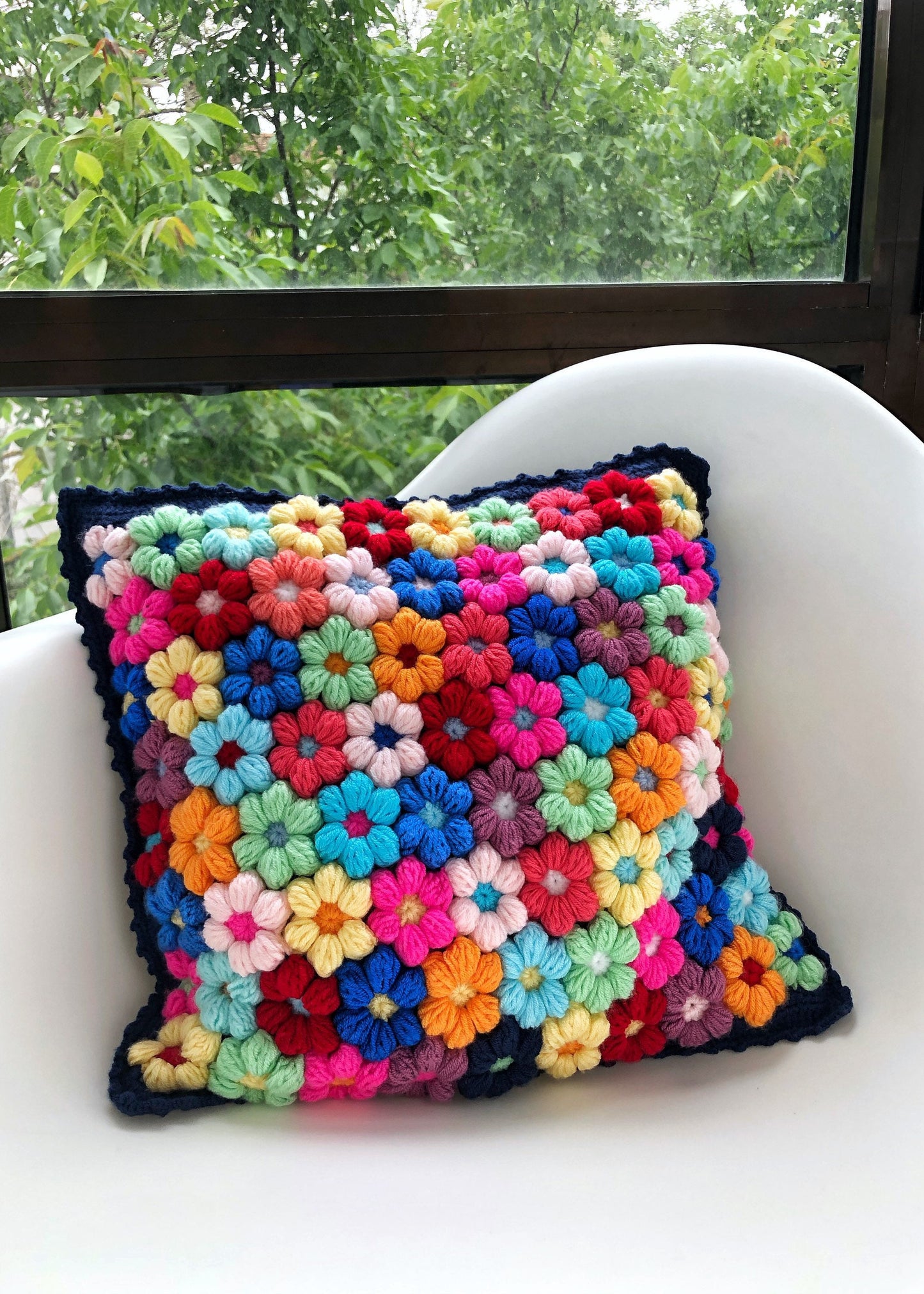 Daisy Crochet Pillow Cover- Handmade Pillow Case Cushion Cover
