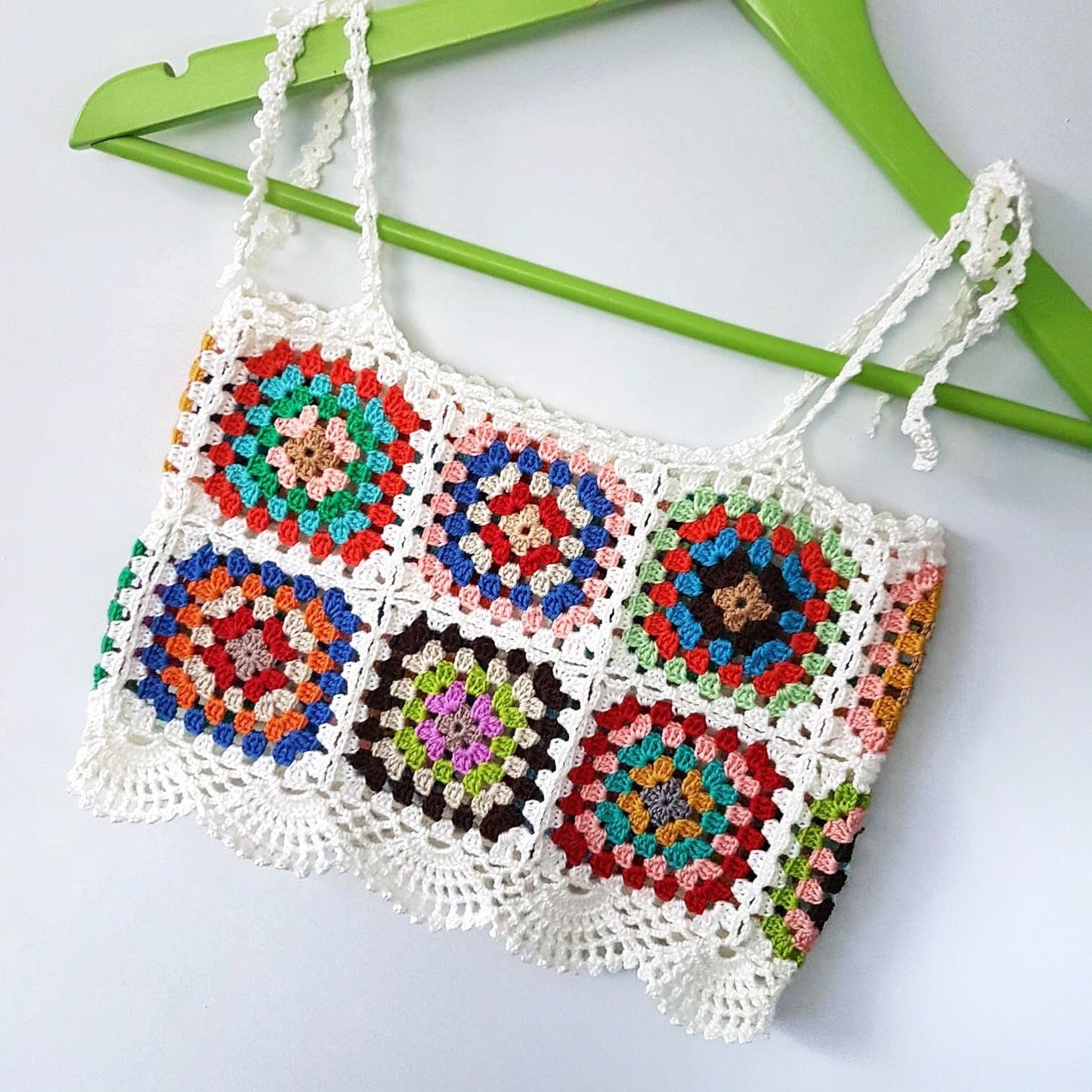 Retro Granny Square Handknitted Crochet Top
