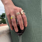 Minimalist Crystal Chain Cuban Ring • Adjustable Yellow Enamel Ring