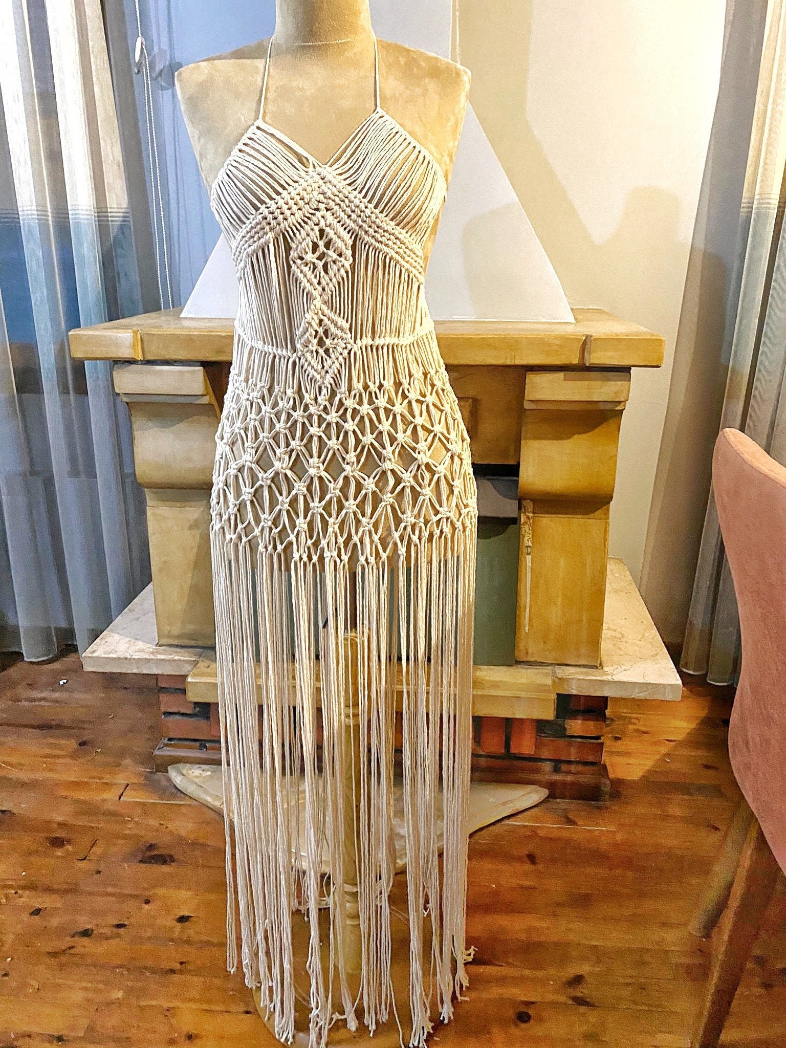 Boho Helenistic Macrame Dress White / XL Boho Helenistic Macrame Dress White / XL