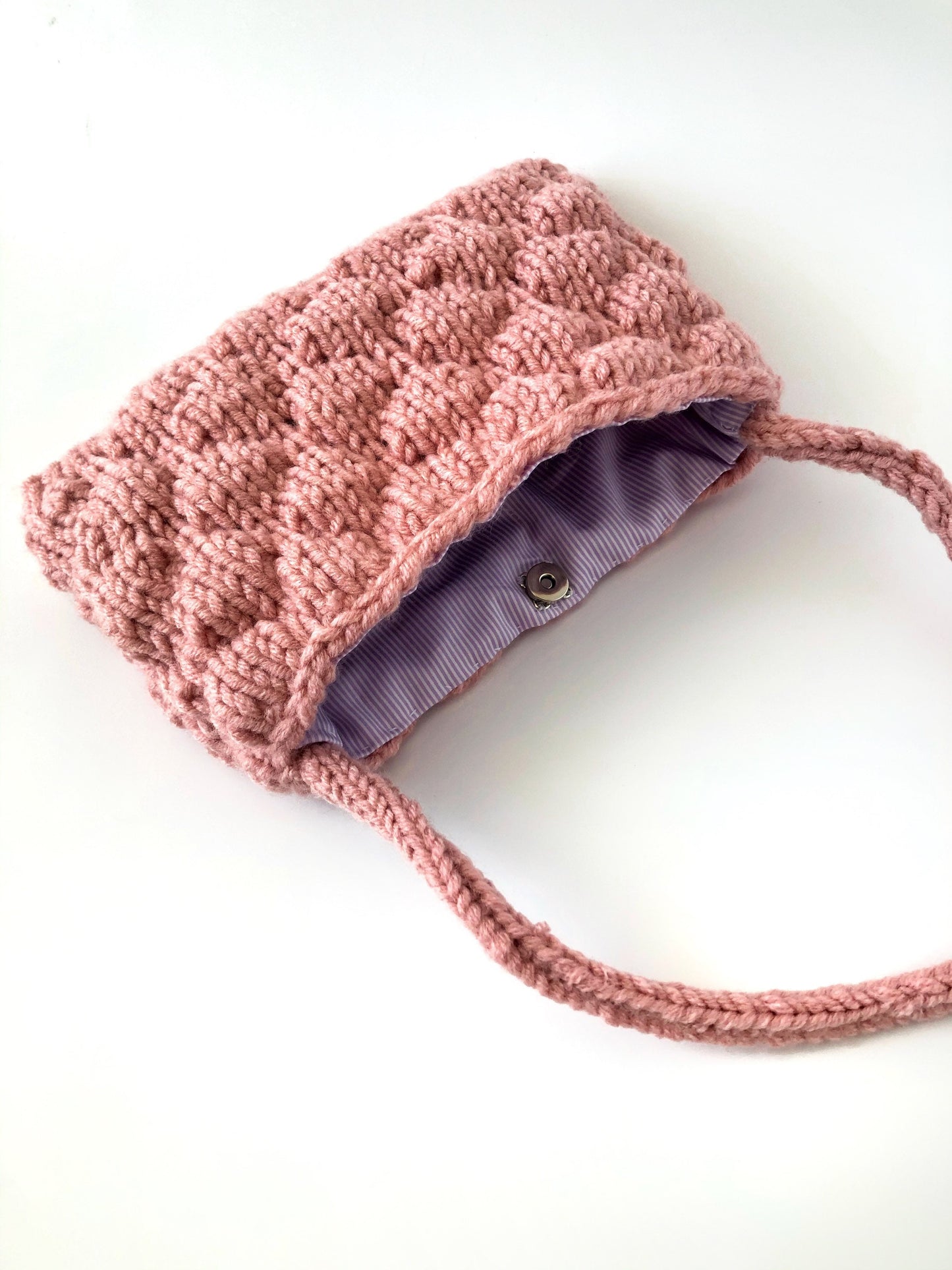 Bubbly Baguette Bag, Chunky Hand Knitted Purse
