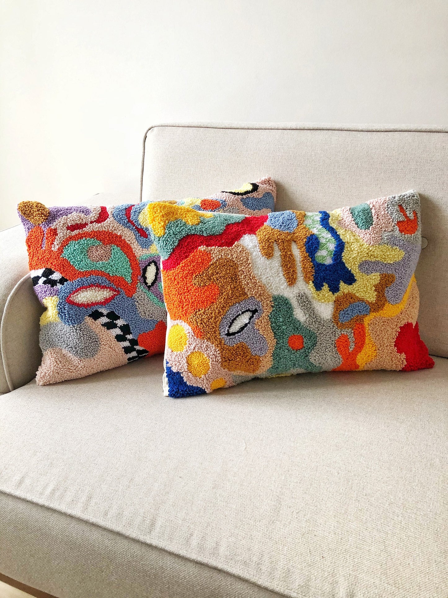 Hand Tufted Punch Needle Pillow Cover