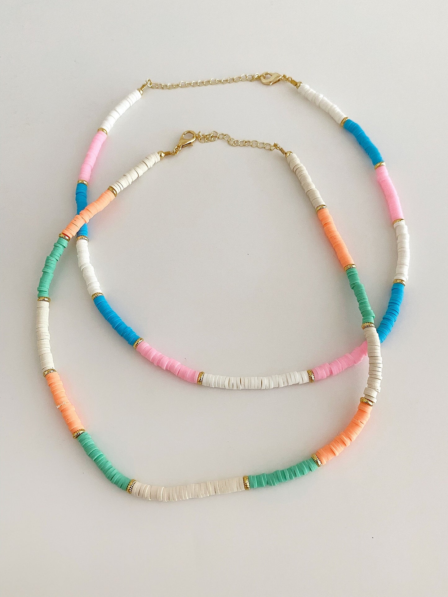 Colorful Bead Adjustable Beach Clay Necklace • Choker Tropical Heishi